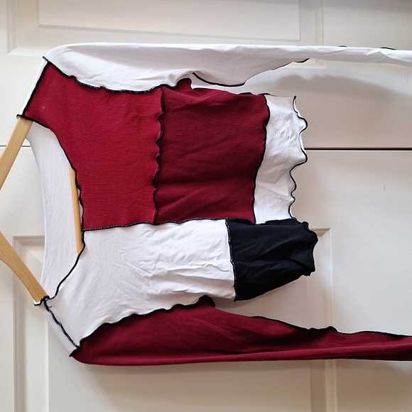 Shein Y2K Colorblock Geometric long sleeves crop top - Picture 1 of 3